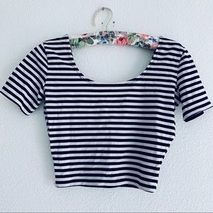 Cache Spandex Striped Crop Top